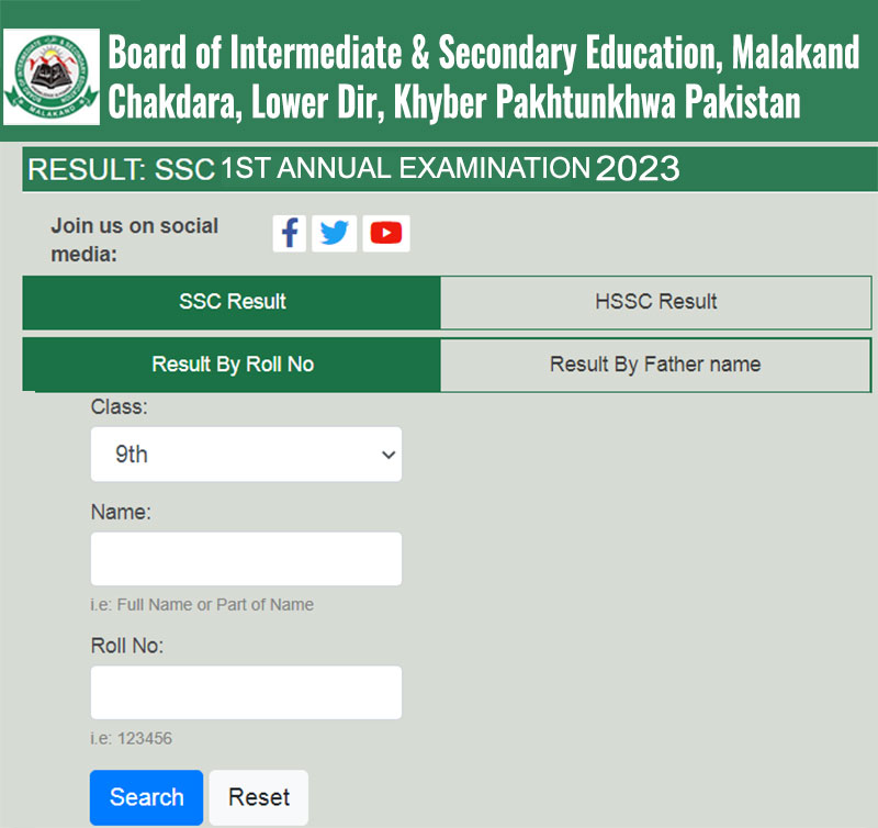 BISE Malakand Board 9th Class Result 2024