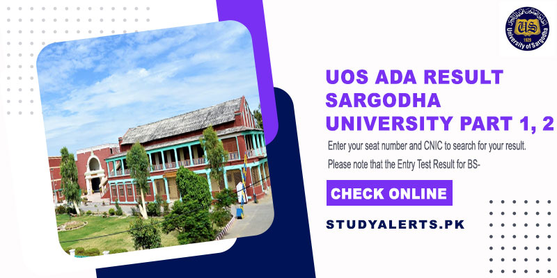 UOS ADA Result Sargodha University Part 1, 2