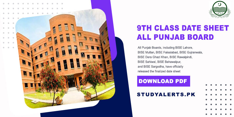 9th Class Date Sheet All Punjab Board PDF Download