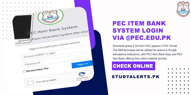 PEC Item Bank System Login 